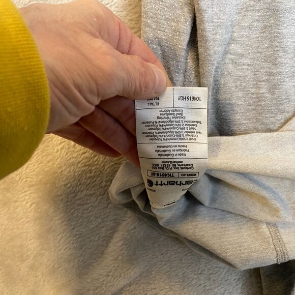 Carhartt Mens T-Shirt XL Gray Pocket Tall Relaxed Fit Cotton/Polyester Blend - Picture 12 of 12